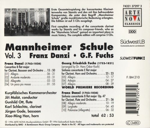 Karl Schlechta, Jiří Malát - Danzi, Fuchs: Clarinet Concertos (Mannheimer Schule, Vol.3) (1996)