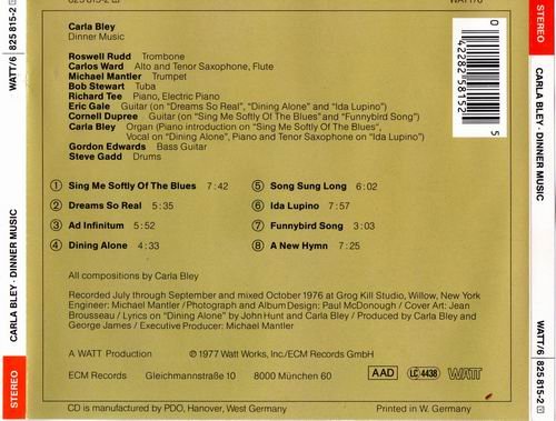 Carla Bley - Dinner Music (1977) 320 kbps+CD Rip