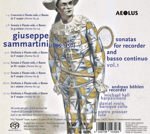 Andreas Böhlen - Giuseppe Sammartini: Sonatas for Recorder and Basso continuo, Vol.1 (2020) [Hi-Res]