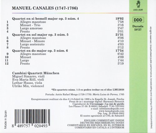 Cambini Quartet - Canales: String Quartets Op.3 Nos. 4-6 (2002)