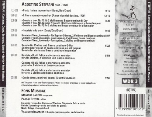 Monique Zanetti, Pascal Bertin, Fons Musicae - Steffani: Cantatas, Duets and Sonatas (2001)