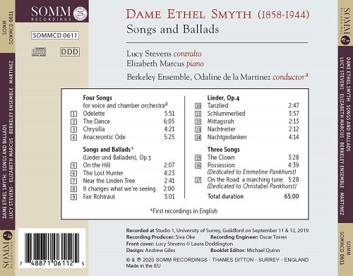 Elizabeth Marcus, Berkeley Ensemble, Odaline de la Martinez, Lucy Stevens - Ethel Smyth: Songs & Ballads (2020) [Hi-Res]