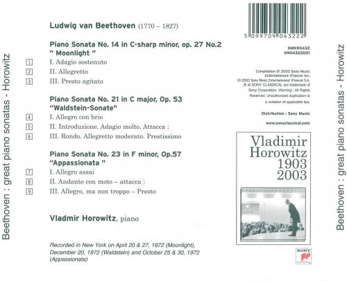 Vladimir Horowitz - Beethoven: Piano Sonatas Nos. 14, 21, 23 (2003)