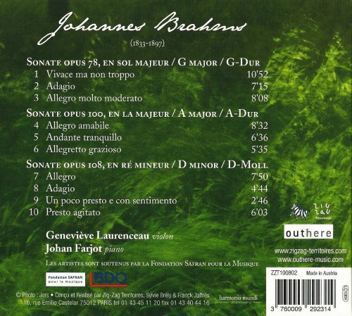 Genevieve Laurenceau - Brahms: Violin Sonatas (2010)