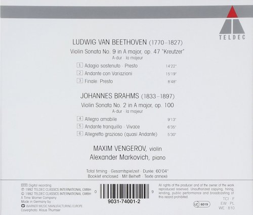 Maxim Vengerov & Alexander Markovich - Beethoven / Violin Sonata No.9, 'Kreutzer' & Brahms / Violin Sonata No.2 (1992/2020)