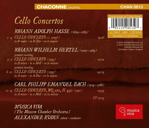 Alexander Rudin - Hasse, C.P.E. Bach & Hertel: Cello Concertos (2016)