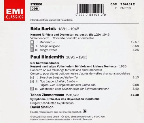 Tabea Zimmermann - Bartók: Viola Concerto, Hindemith: Der Schwandreher (2003)