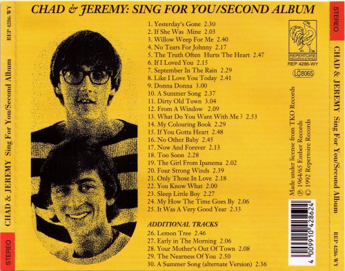 Chad & Jeremy - Sing For You / Second Album (Reissue) (1964-65/1992)