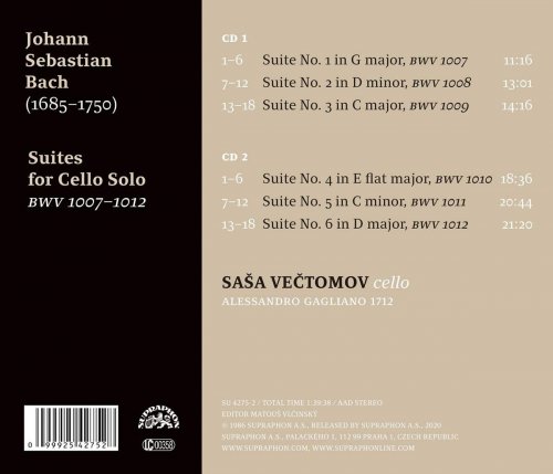 Saša Večtomov - Bach: Cello Suites (2020) [Hi-Res]