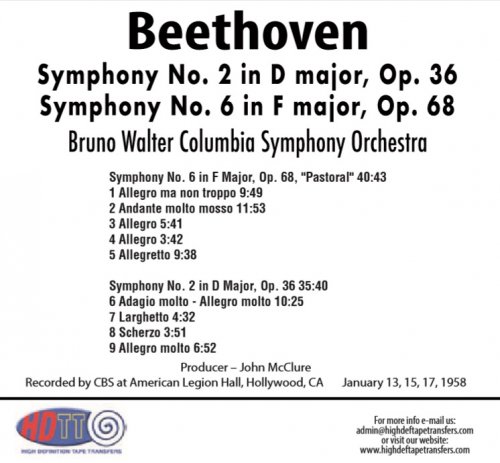 Bruno Walter - Beethoven: Symphony 6 in F Major, Op. 68 & Symphony 2 in D Major, Op. 36 (1958) [2019 DSD128]