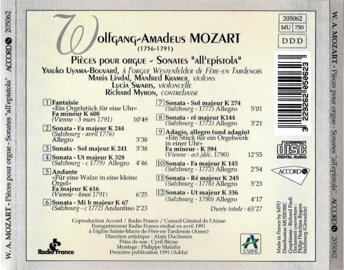 Yasuko Uyama-Bouvard - Mozart: Pieces pour Orgue, Sonates all’epistola (1991)