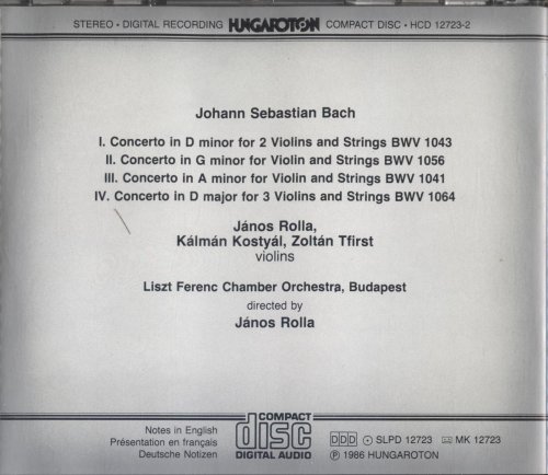 János Rolla - J.S. Bach: Concertos for 1, 2 and 3 Violins (1986)