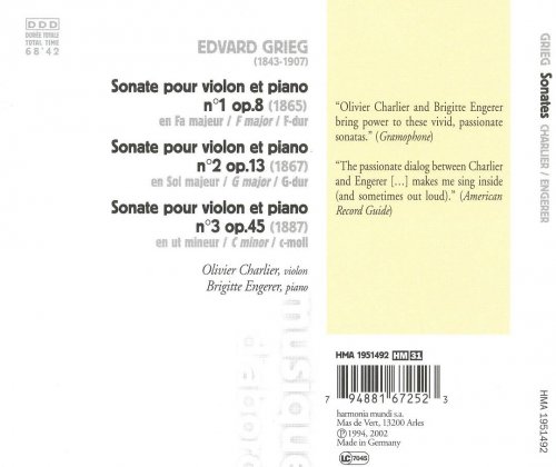 Olivier Charlier, Brigitte Engerer - Grieg: Sonates Pour Violon et Piano (2002)