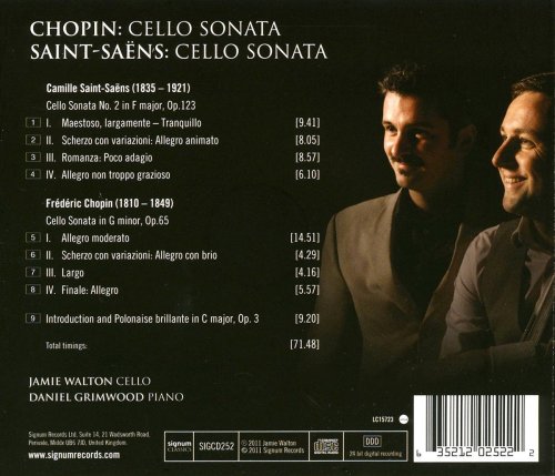 Jamie Walton & Daniel Grimwood - Chopin & Saint-Saëns: Cello Sonatas (2011) [Hi-Res]