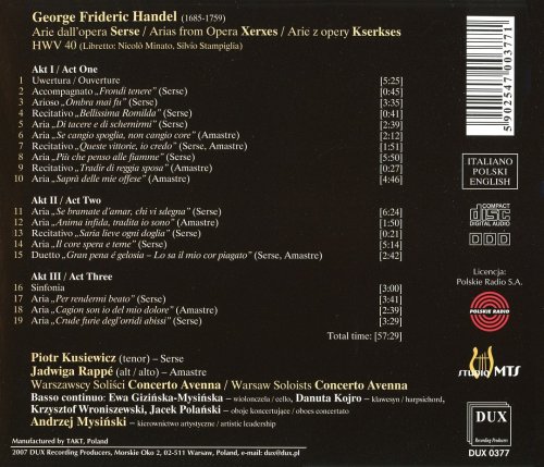 Piotr Kusiewicz, Jadwiga Rappe, Warszawscy Solisci Concerto Avenna - Handel: Xerxes Arias (2008)
