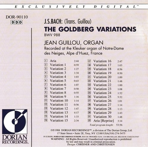 Jean Guillou - J.S.Bach: Goldberg Variations (1988)