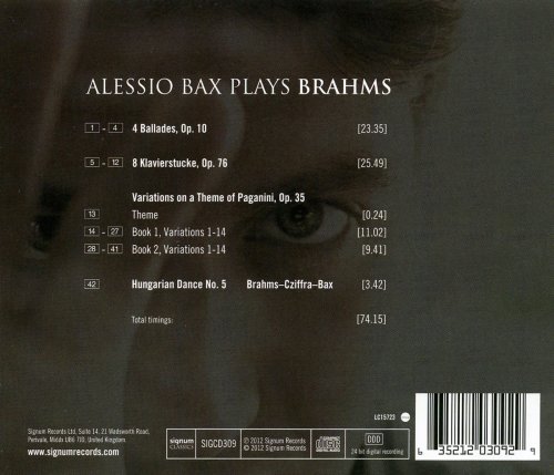 Alessio Bax, Johannes Brahms & György Cziffra - Alessio Bax plays Brahms (2012) [Hi-Res]