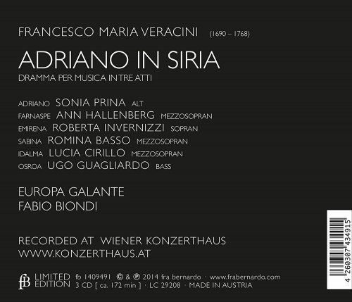 Fabio Biondi, Sonia Prina, Ann Hallenberg - Veracini: Adriano in Siria (2014)