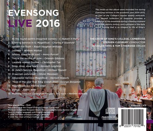 Choir of King's College, Cambridge, King's Voices, Stephen Cleobury and Tom Etheridge - Evensong Live 2016 (2016) [Hi-Res]