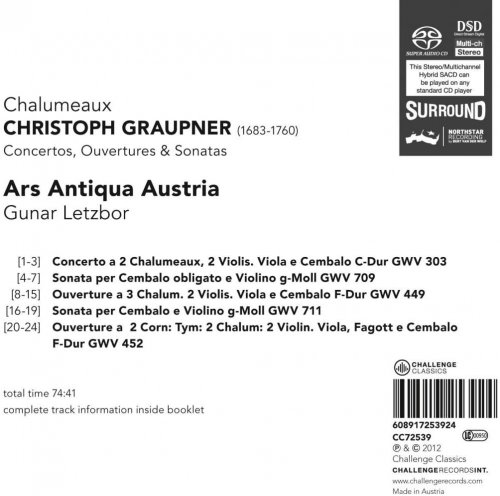 Ars Antiqua Austria, Gunar Letzbor - Graupner: Chalumeaux - Concertos, ouvertures & sonatas (2012) [Hi-Res]