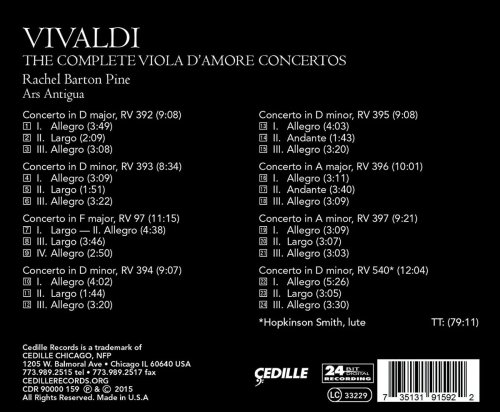 Rachel Barton Pine & Hopkinson Smith - Vivaldi: The Complete Viola d’Amore Concertos (2015) [Hi-Res]