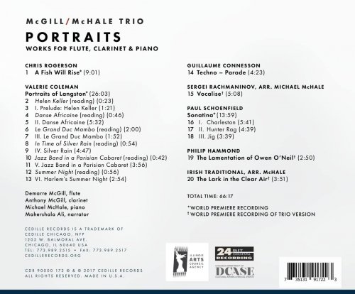 McGill / McHale Trio - Portraits: Works for Flute, Clarinet & Piano (2017) [Hi-Res]