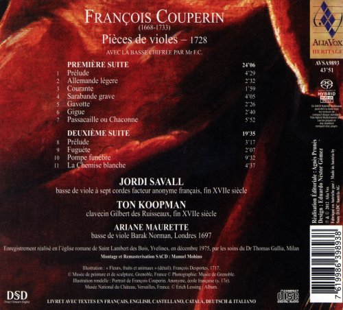 Jordi Savall, Ton Koopman, Ariane Maurette - Francois Couperin - Pieces de violes, 1728 (2012) [SACD]