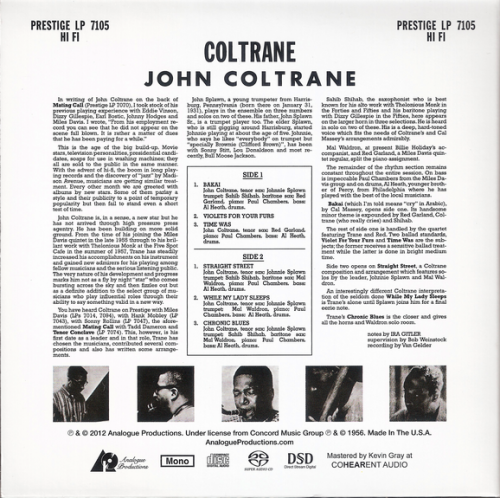 John Coltrane - Coltrane / Prestige 7105 (1957/2013) [Hi-Res+SACD]