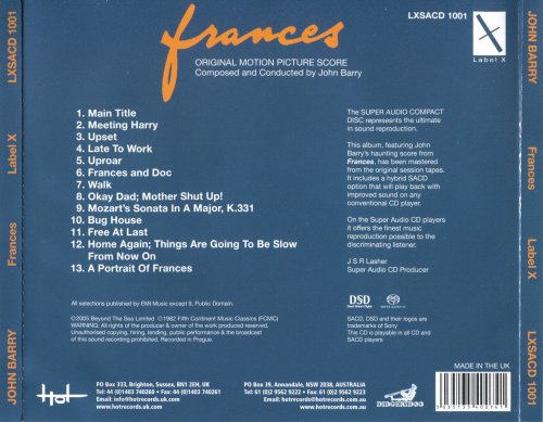 John Barry - Frances (Original Motion Picture Soundtrack) (1982/2005) [SACD]