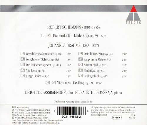 Brigitte Fassbaender, Elisabeth Leonskaya - Schumann, Brahms: Lieder (1994)