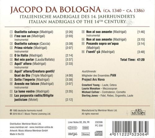 Ensemble Project Ars Nova - Jacopo da Bologna: Italian Madrigals of the 14th Century (2010)