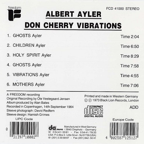 Albert Ayler - Vibrations (1964/1989) CD-Rip
