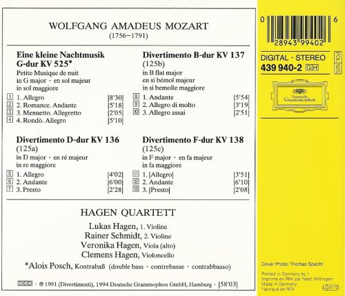 Hagen Quartett - Mozart: Serenade No.13 in G K525 "Eine Kleine Nachtmusik", Divertimenti (2009)