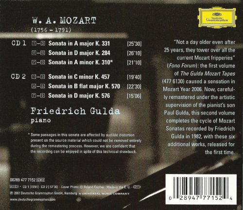 Friedrich Gulda - The Gulda Mozart Tapes, Vol. 2: 6 Sonatas (2007)