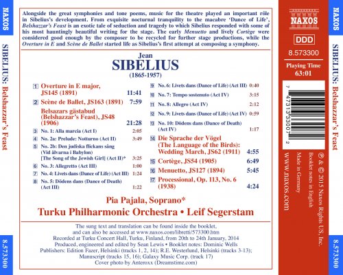 Pia Pajala, Turku Philharmonic Orchestra, Leif Segerstam - Sibelius: Belshazzar's Feast & Other Orchestral Pieces (2015) [Hi-Res]