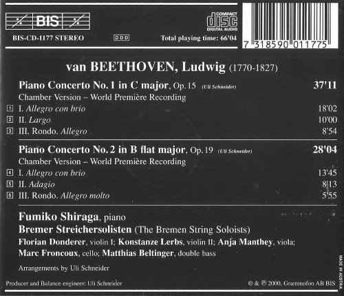 Fumiko Shiraga - Beethoven: Piano Concertos Nos. 1 & 2 (2001)