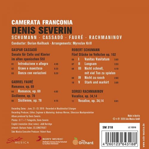 Denis Severin - Schumann, Cassadó, Fauré & Rachmaninoff: Works for Cello (2020) [Hi-Res]