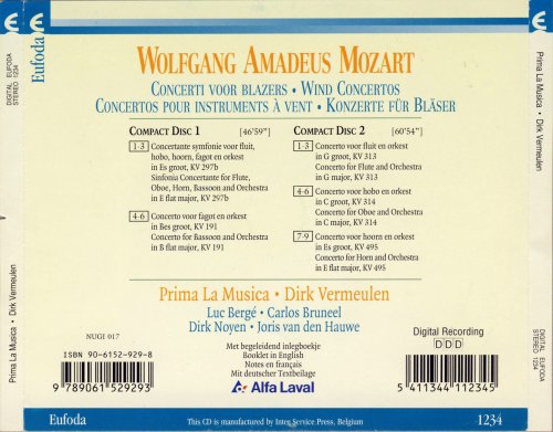 Prima La Musica, Dirk Vermeulen - Mozart: Concerti Voor Blazers (1996)