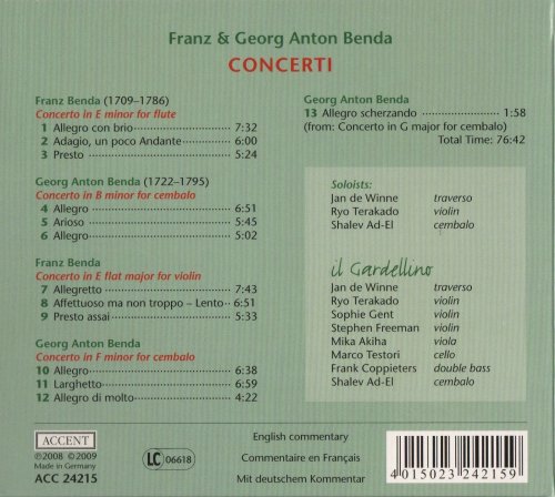 Il Gardellino - Franz & Georg Anton Benda: Concerti (2009)