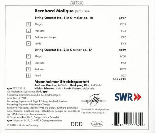 Manheimer Streichquartett - Molique: String Quartets, Vol. 3 (2011)