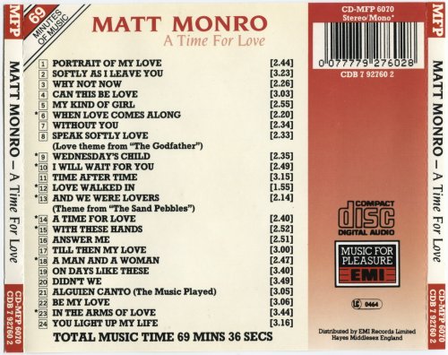 Matt Monro - A Time For Love (1989)