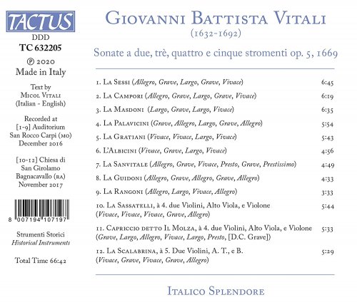 Italico Splendore - Vitali: 12 Sonatas, Op. 5 (2020) Hi-Res