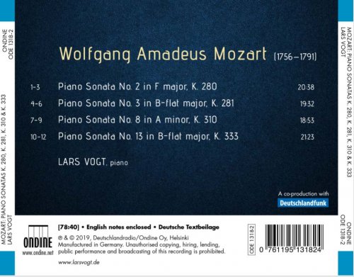 Lars Vogt - Mozart: Piano Sonatas K280, K281, K310 & K333 (2019) CD-Rip