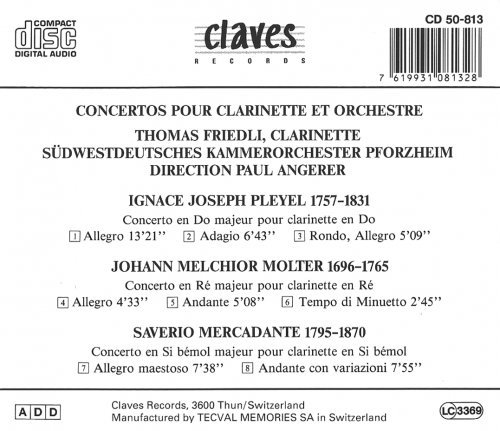 Thomas Friedli - Pleyel, Molter, Mercadante: Clarinet Concertos (1985)