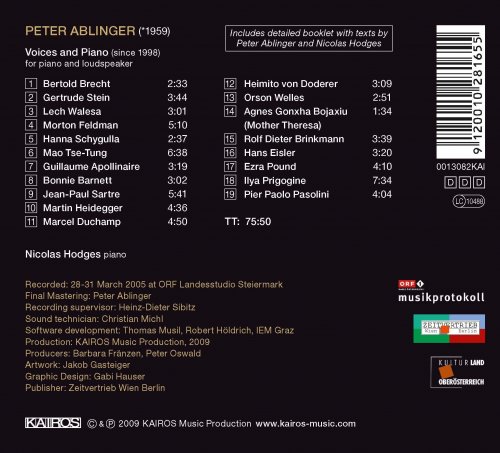 Nicolas Hodges - Peter Ablinger: Voices & Piano (2009/2020)