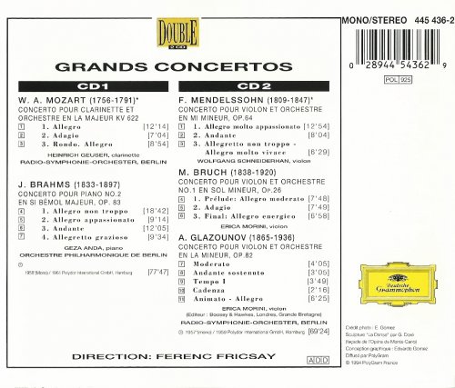 Ferenc Fricsay - Grands Concertos: Mozart, Brahms, Mendelssohn, Bruch, Glazunov (1994)