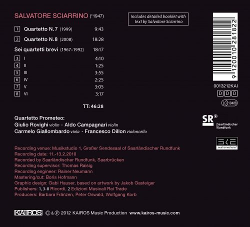 Quartetto Prometeo - Salvatore Sciarrino: String Quartets Nos. 7 & 8 and 6 Quartetti brevi (2012/2020)