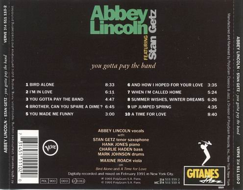 Abbey Lincoln feat. Stan Getz - You Gotta Pay The Band (1991)