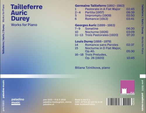 Biliana Tzinlikova - Tailleferre, Auric & Durey: Works for Piano (2020)