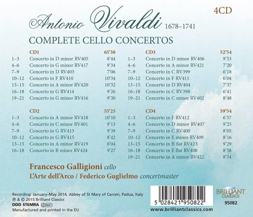 L'Arte dell'Arco, Federico Guglielmo & Francesco Galligioni - Vivaldi Complete Cello Concertos (2015)